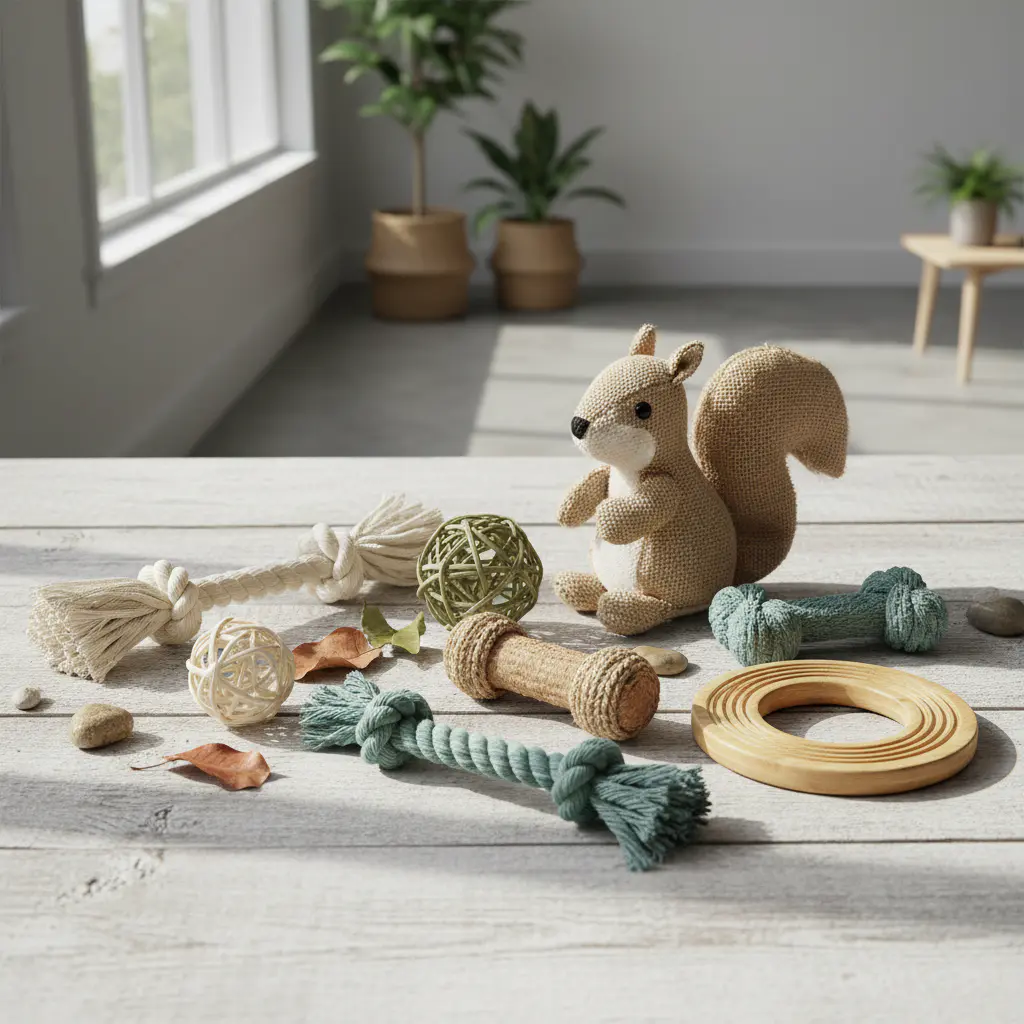 Collection of eco-friendly dog toys