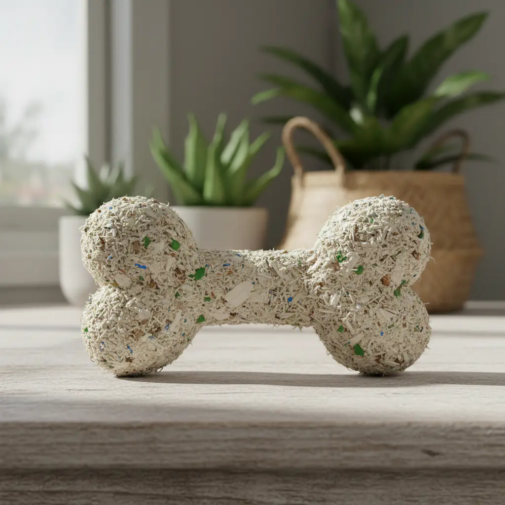 Textured chew bone made from recycled materials