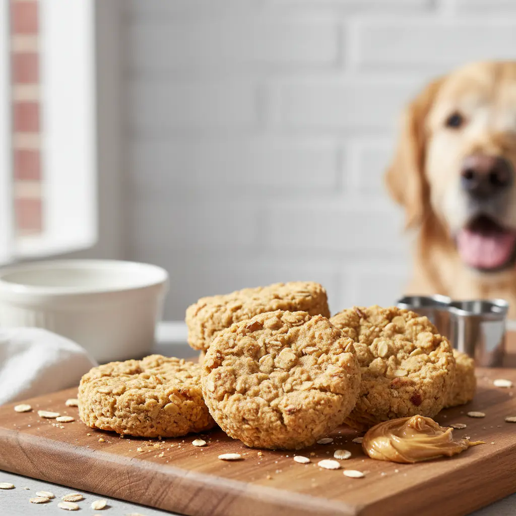 Peanut butter and oat pet biscuits